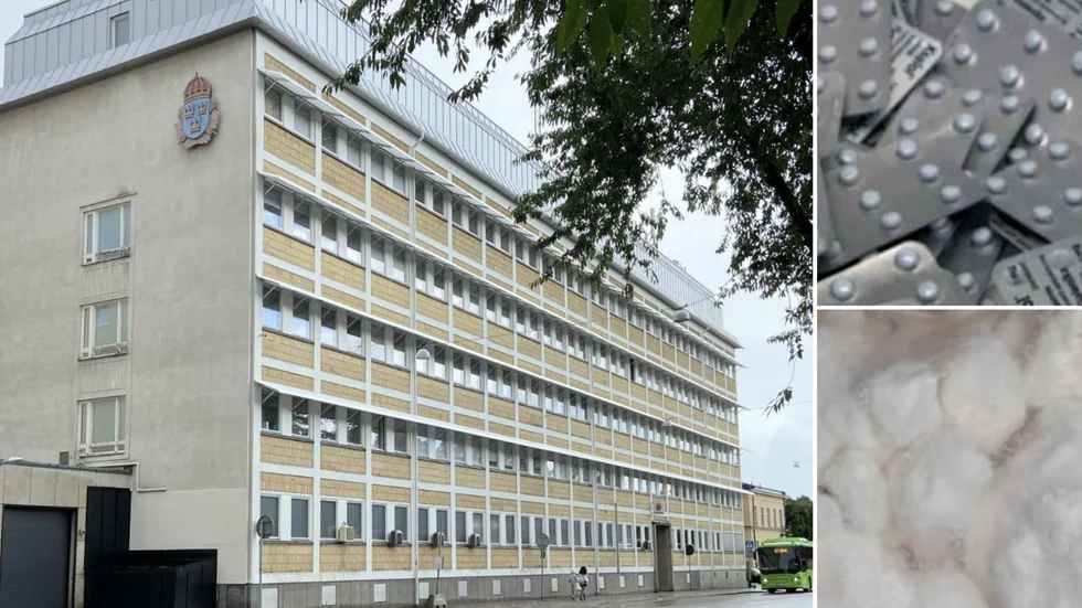 När mannen visiterades på polisstationen på Nygatan i Eskilstuna påträffades cirka 100 narkotikaklassade tabletter och drygt 53 000 kronor i kontanter. I mannens bostad hitttades amfetamin.