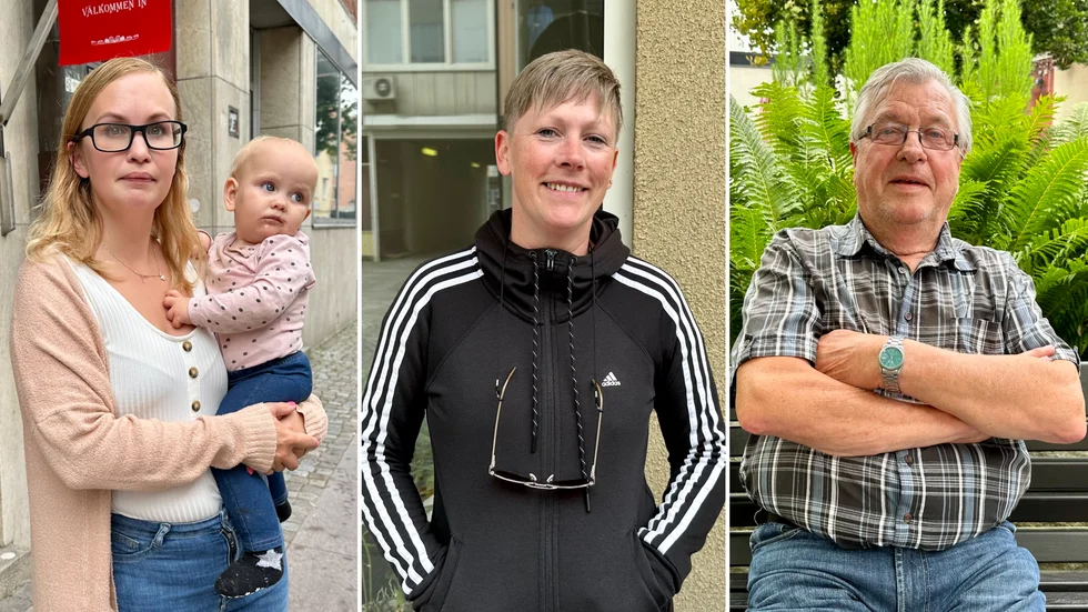 Ingen som Kuriren har pratat med vill att parkeringsavgifter införs på kommunala gator. Från vänster: Sandra Nyberg (tillsammans med dottern Nellie), Mia Stenberg och Ingemar Gustafsson. 