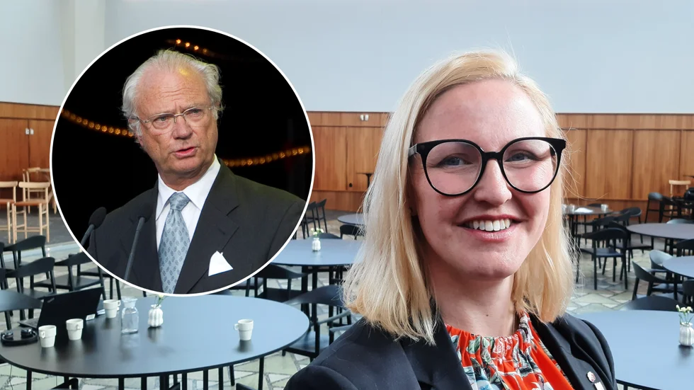 Kommunalrådet Carina Sammeli (S) diskuterade den industriella omställningen med kung Carl XVI Gustaf under besöket i Vetenskapens hus i Luleå.