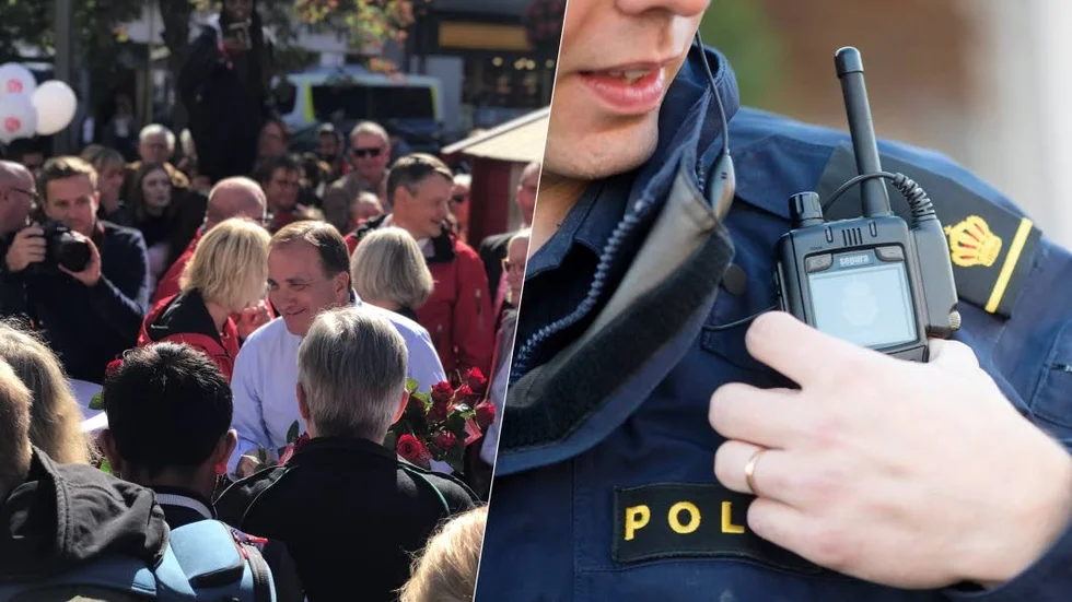 Polisen ingrep mot man på Trädgårdstorget innan statsminister Löfven skulle inleda sitt tal.