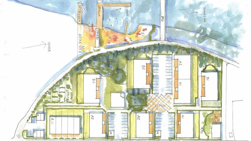 Utsikt. Med låga hus som placeras i rader ska alla hyresgäster kunna få en glimt av Svartån från sin uteplats eller balkong.