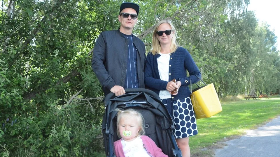 David Strand, Frida Hörling och dottern Svea från Emmaboda satt en timme i bilkö innan de kunde kliva ur bilen på parkeringen,