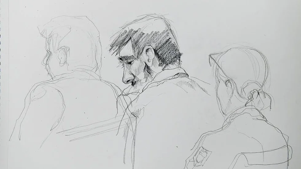 Rakhmat Akilov. Förhörs under rättegången i Stockholms tingsrätt.