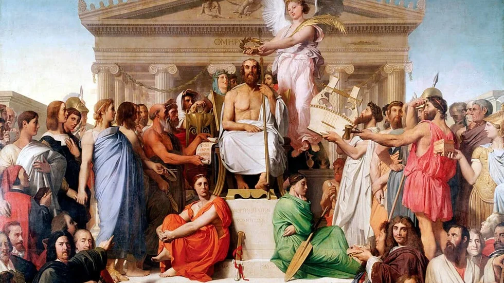 "Homeros apoteos", målning av Jean Auguste Dominique 1827.