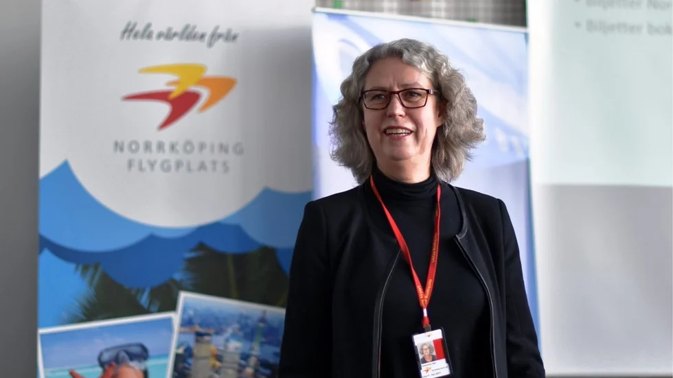 Flygplatsens vd Mari Torstensson gläds över de utökade avgångarna. Foto: Kajsa Nilsson