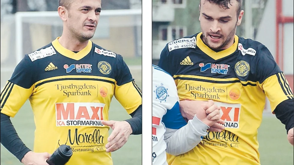 SÅG RÖTT. Både Ajan Sajhadi och Kliton Bakiu blev utvisade i seriepremiären mot Ängö. Trots det kunde Västerviks FF ta en stabil 2-0-seger. "Vi har full kontroll i 90 minuter", säger målskytten Adam Edström. Tobias Palm gjorde det andra målet. Foto: Mikael Kindman