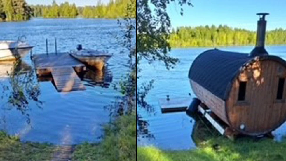 Gisela Kluwetasch med stuga på Haradsön har skickat de här bilderna på översvämningen.