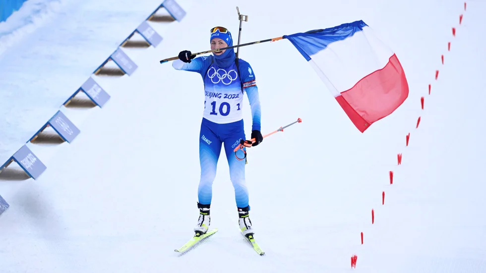 Justine Braisaz-Bouchet vann OS-guld i vintras. Arkivbild.