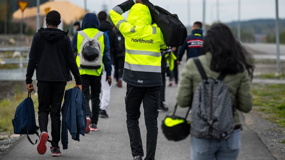 Northvolt employees in Skellefteå complete their shifts on the day following the announcement that 1,000 positions would be eliminated at the Skellefteå facility.