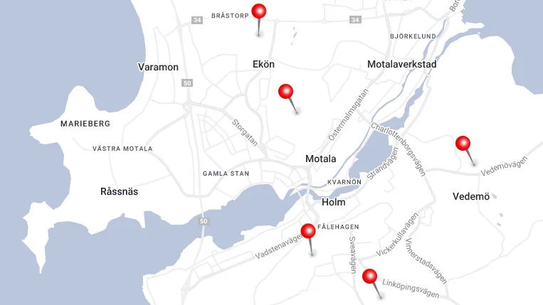 Här är områden där observationer och anmälningar om vildsvin inkommit enligt kommuns jägare.