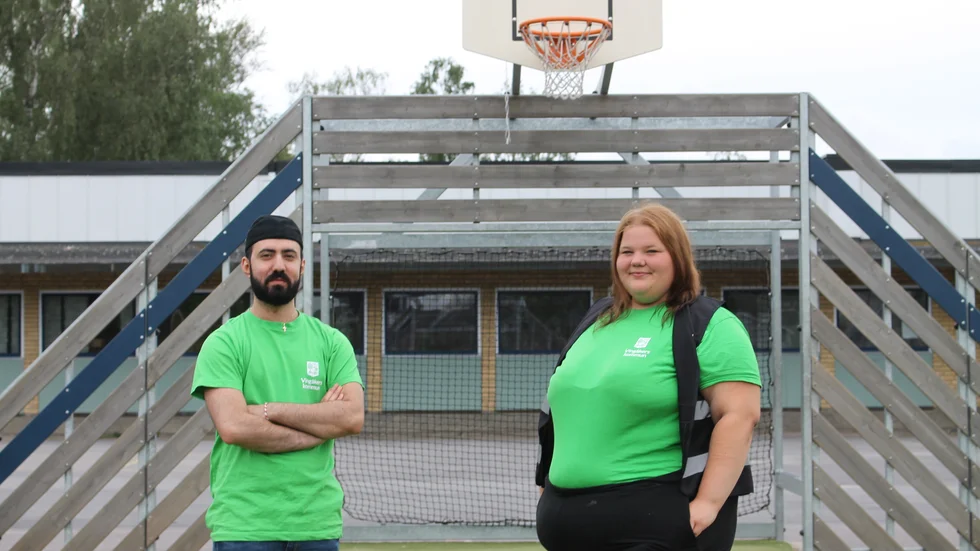 Trygghetsvärdarna Abdulahad Khamis och Sandra Skoglund.