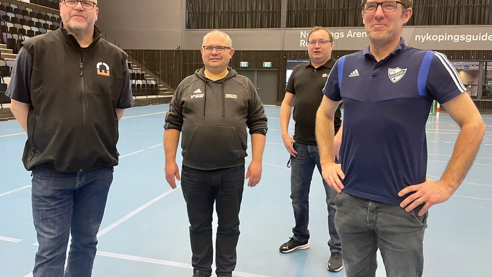 Sportstad, från vänster: Magnus Idebro, Nyköpings SK, Kecke Lundh, Onyx, Patrik Berglin, Bissarna och Björn Fredlund IFK Nyköping. 