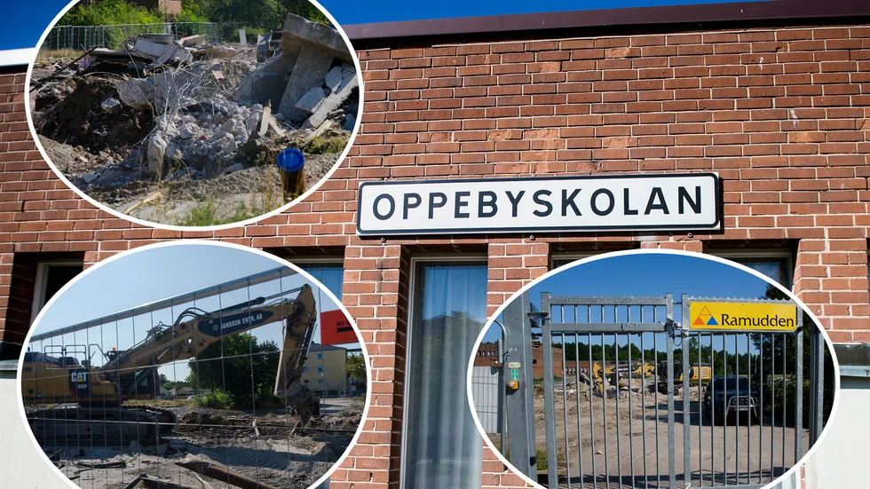 Nu har första delen av Oppebyskolan jämnats med marken.