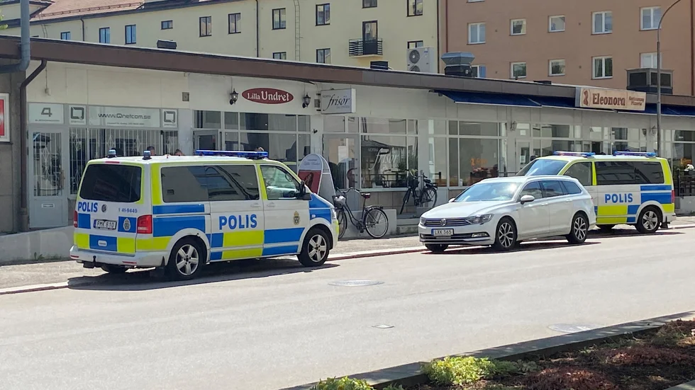 Tre polisbilar med åtta poliser och en bil från Securitas tog sig till platsen.