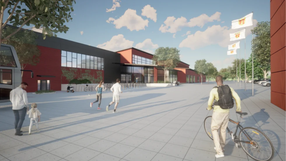 Konsultbolaget Wegroup har tagit fram förslag på utformningen av en ny idrotts- och simhall vid Larslunda.