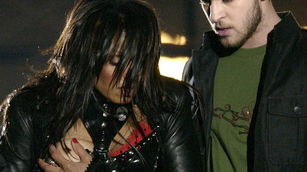Janet Jackson och Justin Timberlake, under det uppmärksammade framträdandet. Arkivbild.