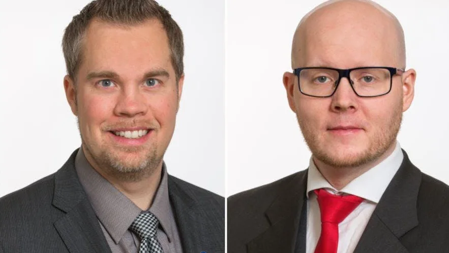 Nicklas Sandström och Petter Nilsson. Gruppledare för Moderaterna respektive Sverigedemokraterna i regionen.