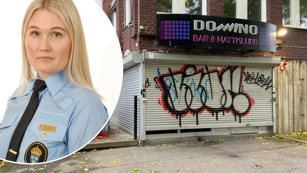 Polisens presstalesperson Angelica Israelsson Silfver betonar att polisen ser allvarligt på att en polis attackerades under tumultet vid nattklubben Domino under natten till söndag.