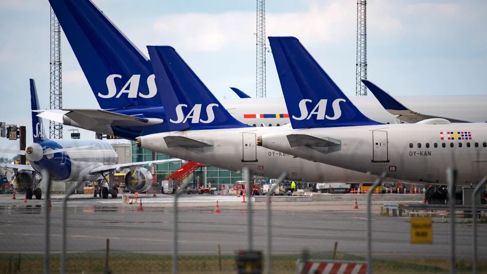 Två personer har gripits efter en protestaktion på ett SAS-flygplan under måndagen. Arkivbild.