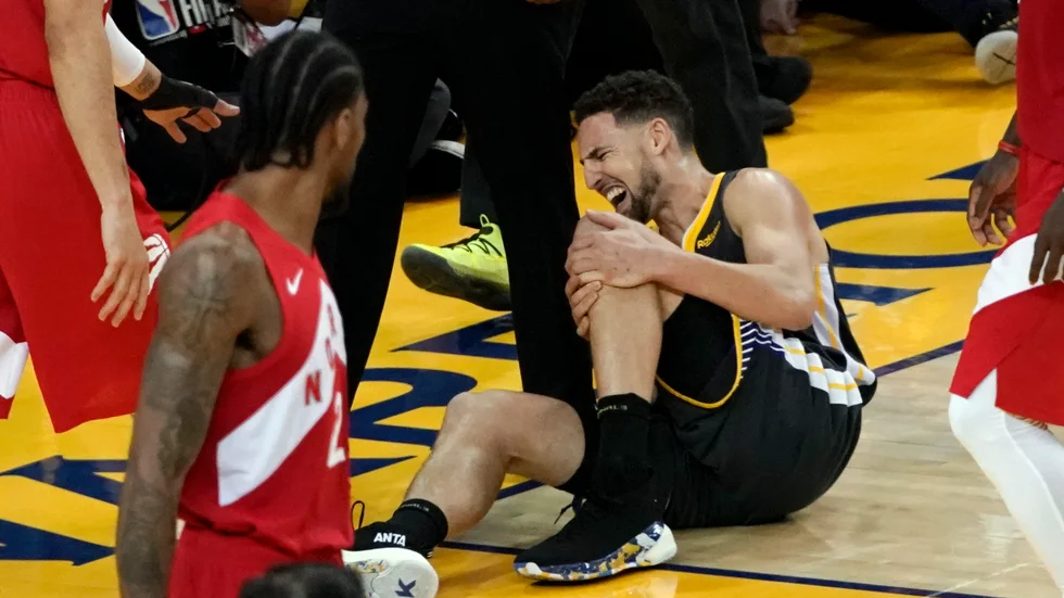 Klay Thompson har skadat sig igen. Arkivbild.