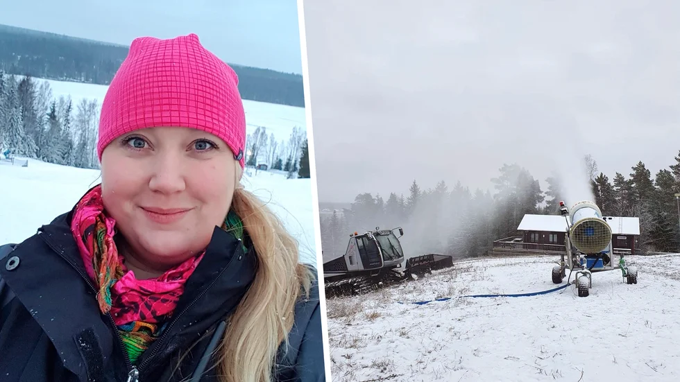 Magdalena Bohman är sekreterare i Spökbackens alpina skidklubb och planerar tillsammans med styrelsen hur smittorisken ska minimeras. Under söndagens arbetsdag testades snökanoner. 