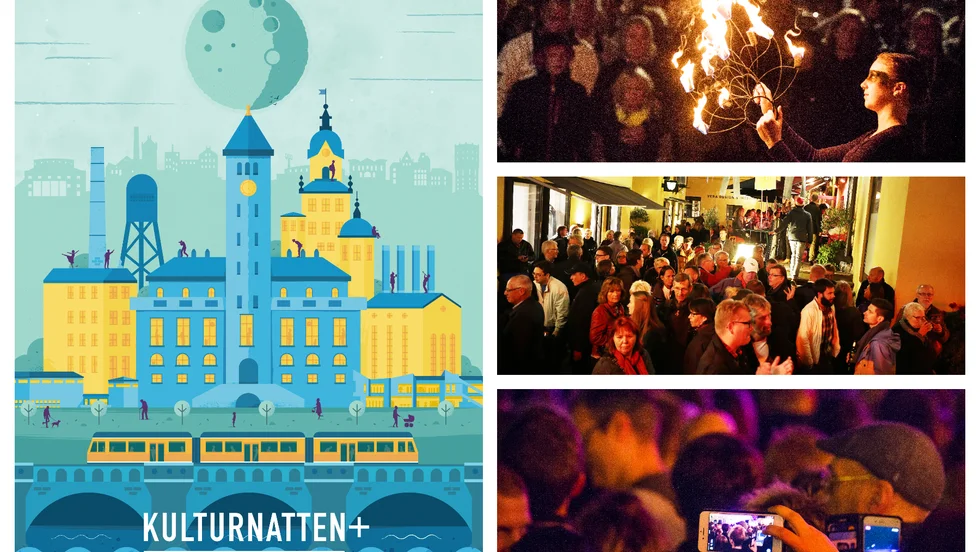 Folkligt, festligt och fullsatt. Det är så Kulturnatten brukar upplevas. Årets Kulturnatten+ (affischen av David Örtenblad Savel) blir annorlunda.