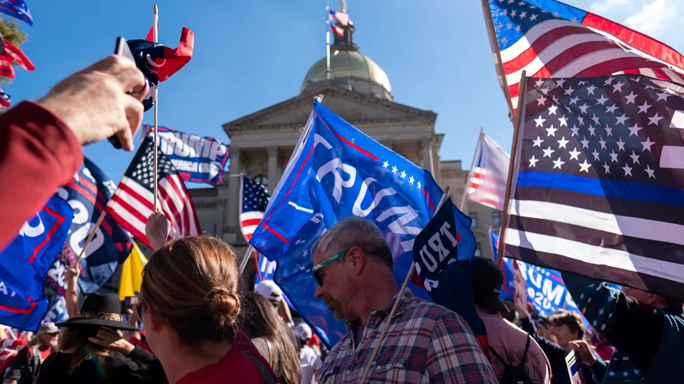 Anhängare till Donald Trump vid en demonstration i Atlanta den 21 november. Arkivbild.