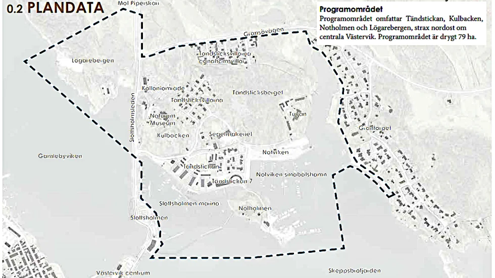 Den nya planprogrammet berör områdena Tändstickan, Kulbacken, Notholmen och Lögabergen.
