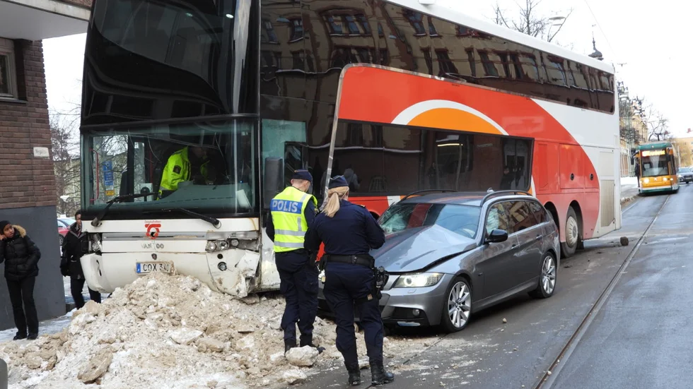 En buss var på onsdagen inblandad i en trafikolycka i centrala Norrköping.