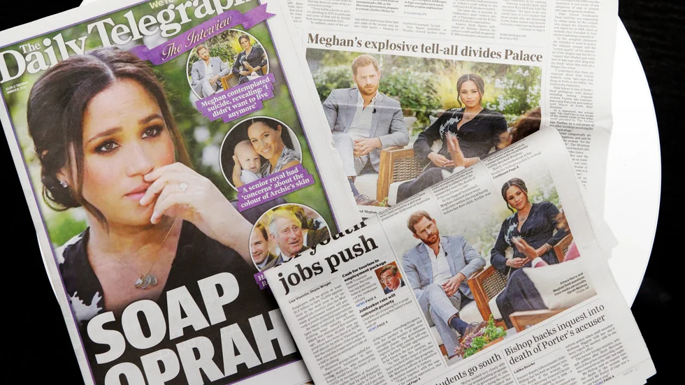 Rubriker och löpsedlar över hela världen berättar om intervjun med Meghan och Harry. Här några australienska tidningar.