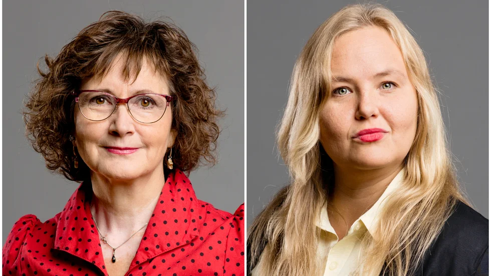 Ilona Szatmári Waldau och Ida Gabrielsson (båda V) är kritiska till att långtidssjuka tvingas söka ekonomiskt bistånd.