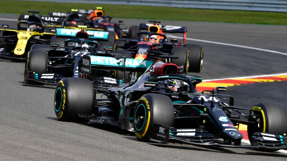 Mercedes Lewis Hamilton tog sin fjärde seger i karriären på belgiska Spa.