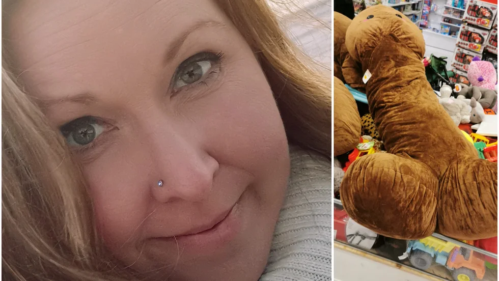 Malin Frostfalk tror att det kommer dröja innan hon besöker butiken igen. Till höger den "mysiga kudden" som Dollarstore tycker är en rolig grej. 