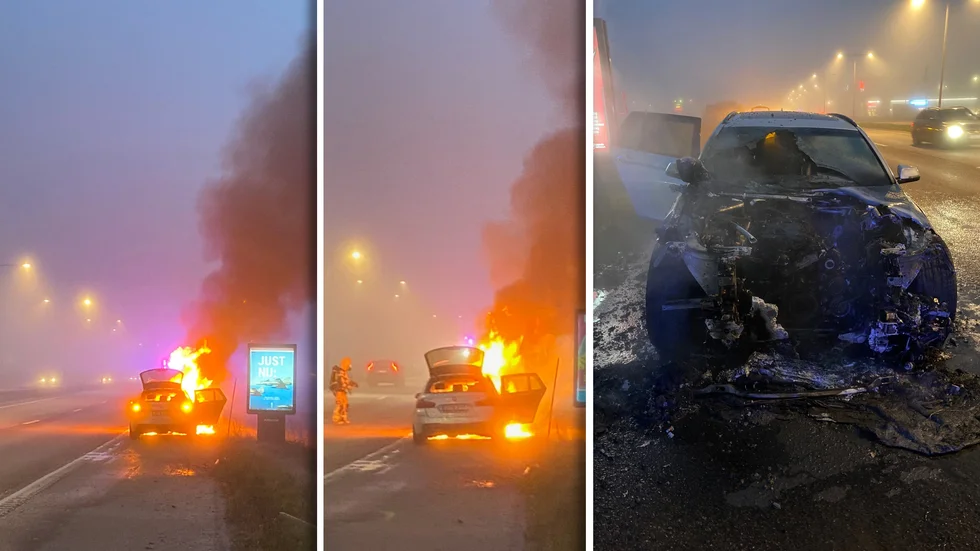 På några minuter brann hela motorn upp.