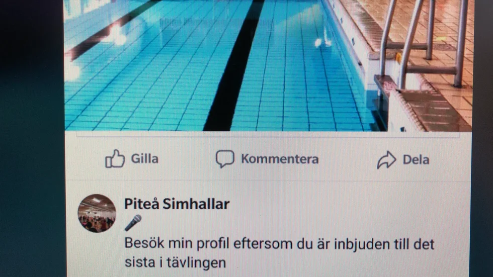 Vissa som deltar i Piteå simhallars tävling om ett familjebadkort har fått fejkmeddelanden där man uppmanas besöka en profil för att gå vidare i tävlingen.