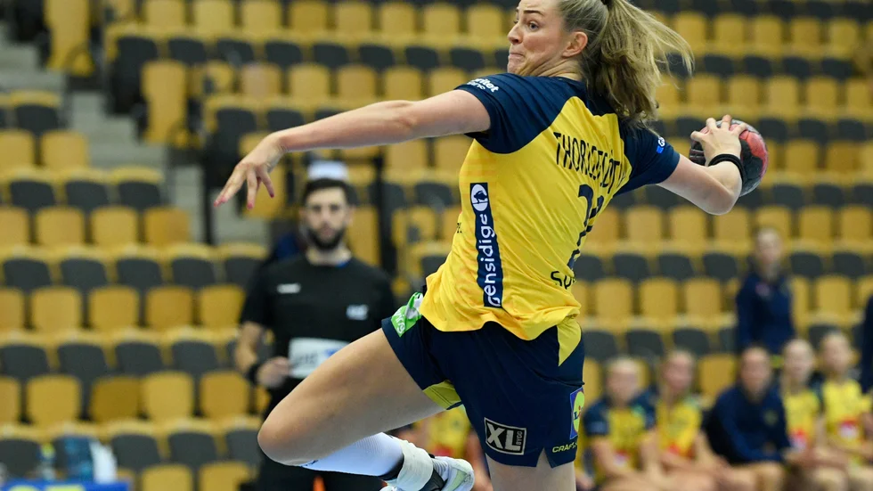 Kristin Thorleifsdóttir gjorde sitt första landslagsmål mot Polen.