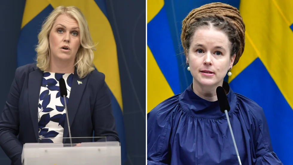 Lena Hallengren och Amanda Lind presenterar förslag kopplat till nya pandemilagen. 