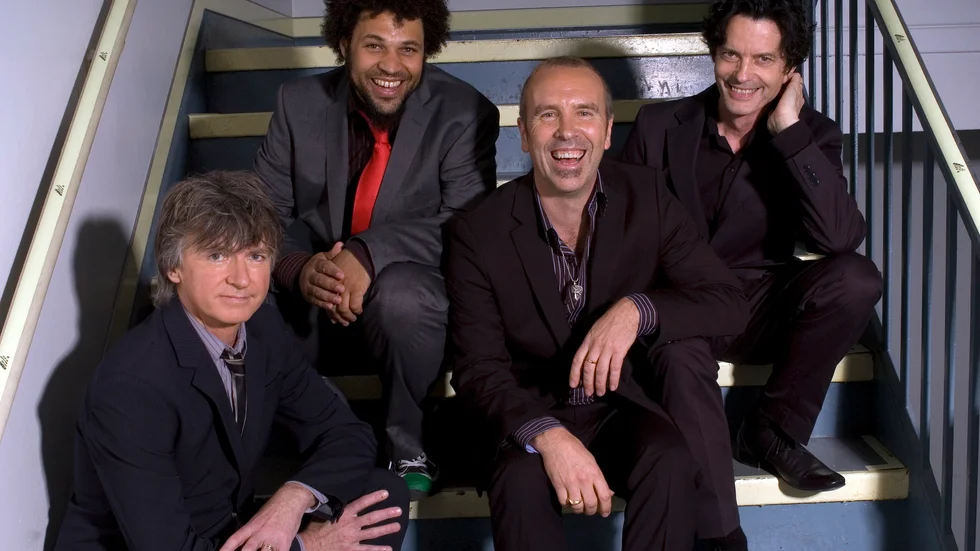 Neil Finn, Matt Sherrod, Nick Seymour och Mark Hart i Crowded House ger ut ny musik. Arkivbild.