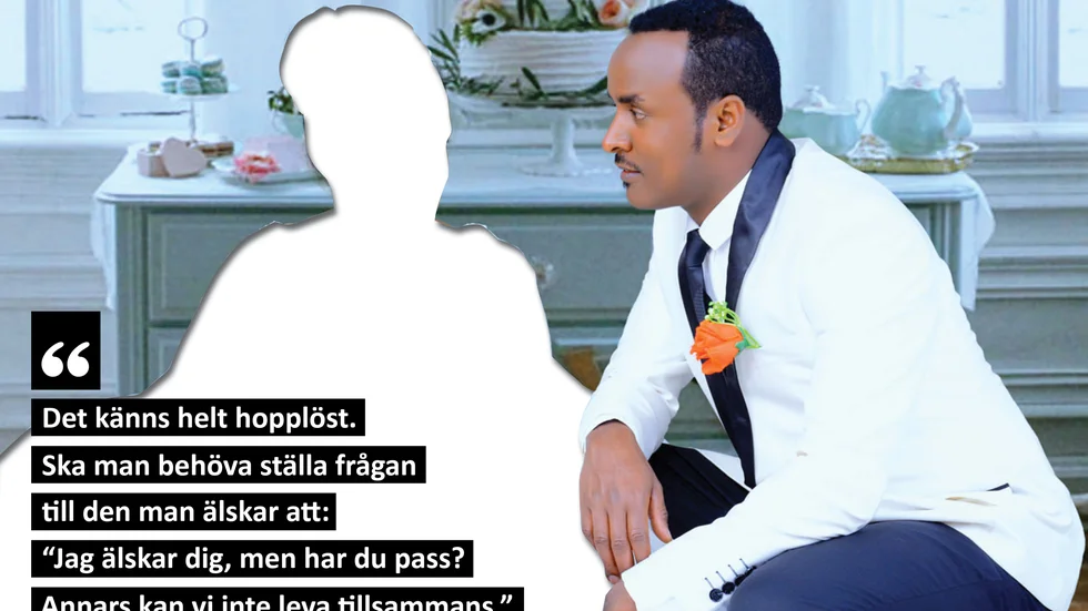 Bröllopsbilden från när Shewit Fishale gifte sig med sin fru. Av hänsyn till fruns säkerhet kan vi inte visa henne på bild. "Man kan hitta kärleken var som helst eftersom kärleken är gränslös."