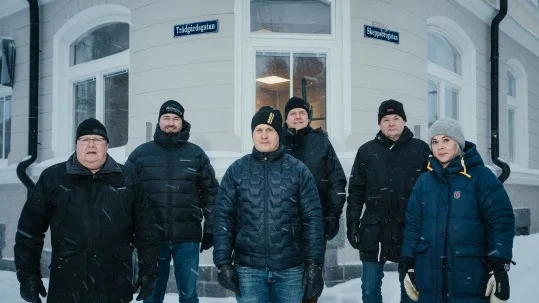 Karl-Erik Perä, Magnus Näsvall, Mats Andersson, delägare Bothnia VVS; Berndt Hortlund, Sektionschef Norconsult; Greger Sandberg, delägare Bothnia VVS och Maria Åberg, marknadsansvarig norr Norconsult
