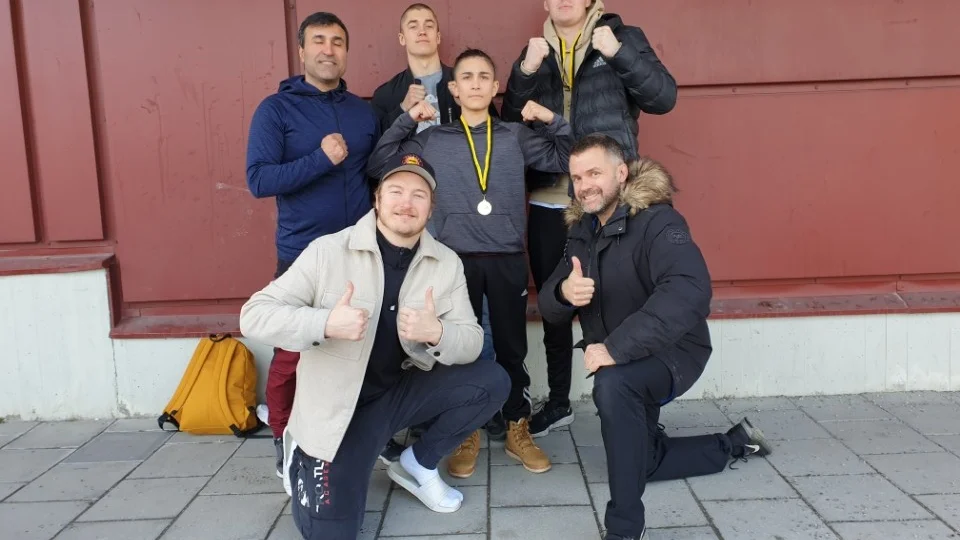 Skellefteå Kampidrott i Sundsvall. Från vänster: Andreas Solimani, Markus Thylin, Arvid Forsberg, Elias Solimani, Melker Burman, Daniel Beronius.
