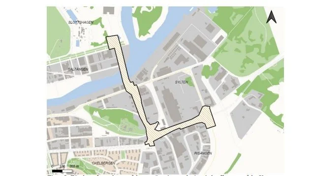 Här ses det nya planområdet för Johannisborgsförbindelsen.