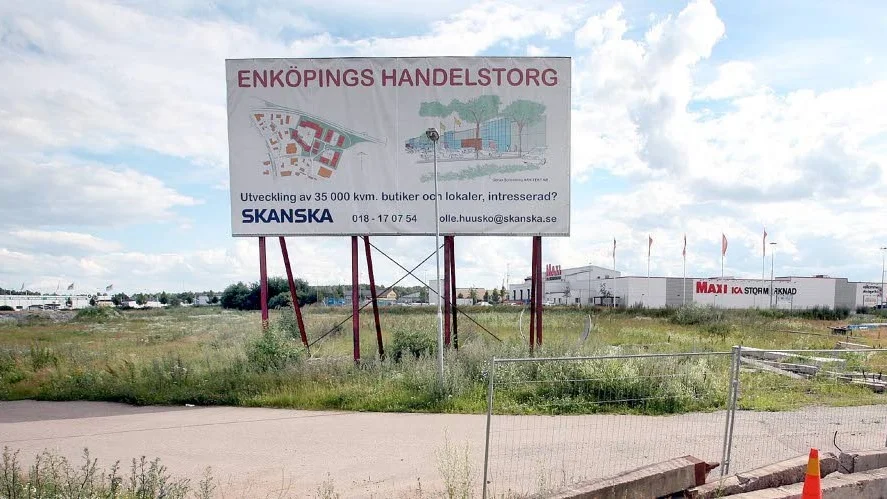 Sommaren 2007 togs bilden då Skanska planerade för ett handelstorg i nordöstra Myran. Kommunen köpte marken 2014.