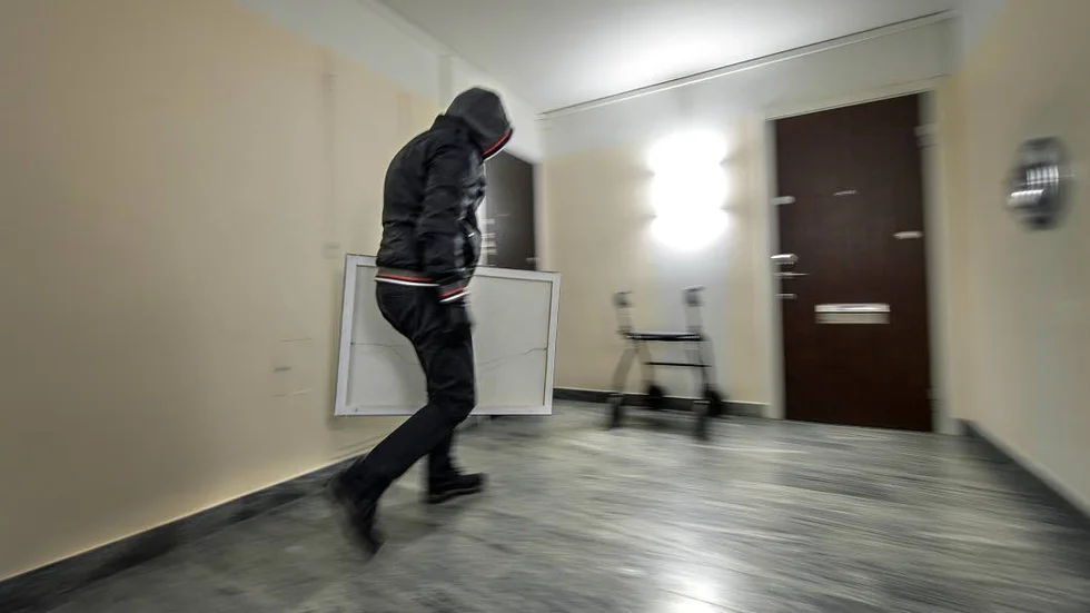 Vittne. Genom dörrögat syntes inbrottstjuvar lämna grannens lägenhet.