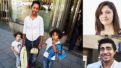Maria Rabnor med barnen Jeanelle och Diezel, Caroline Martinsson och Alex Alkhatib svarar på frågan om de shoppar mer på lönehelger, intill artikeln nedan.