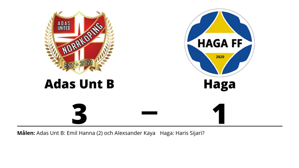 Adas United IF B vann mot Haga FF
