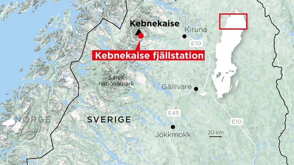 Det varma och blåsiga vädret gör att det inte går att ta sig ner från Kebnekaise fjällstation.
