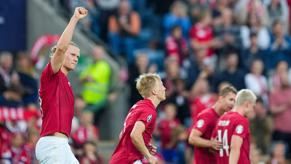 Erling Braut Haaland jublar.