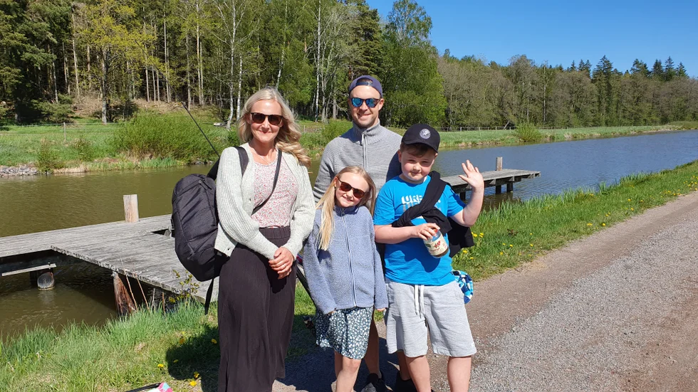 Sara, Maja, Robert och Vincent provade på fiskelyckan.