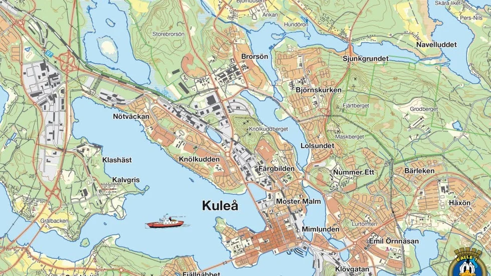 Karta. Luleå blir Kuleå och så här har stadsdelarna döps om.